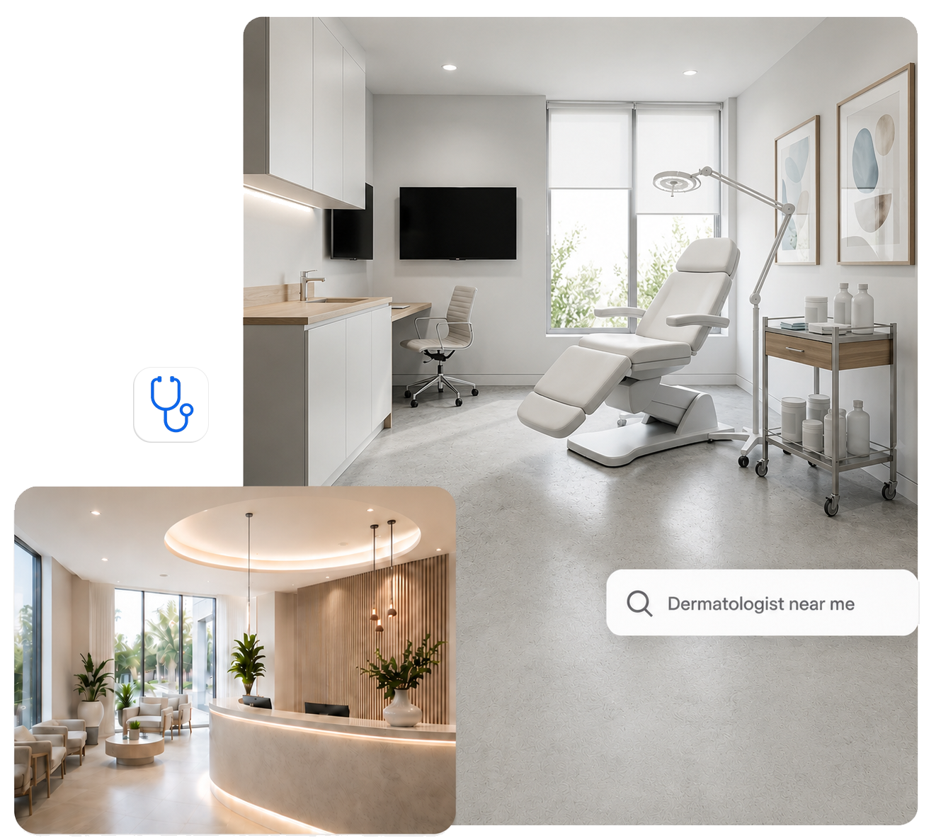 Modern dermatology office and treatment room