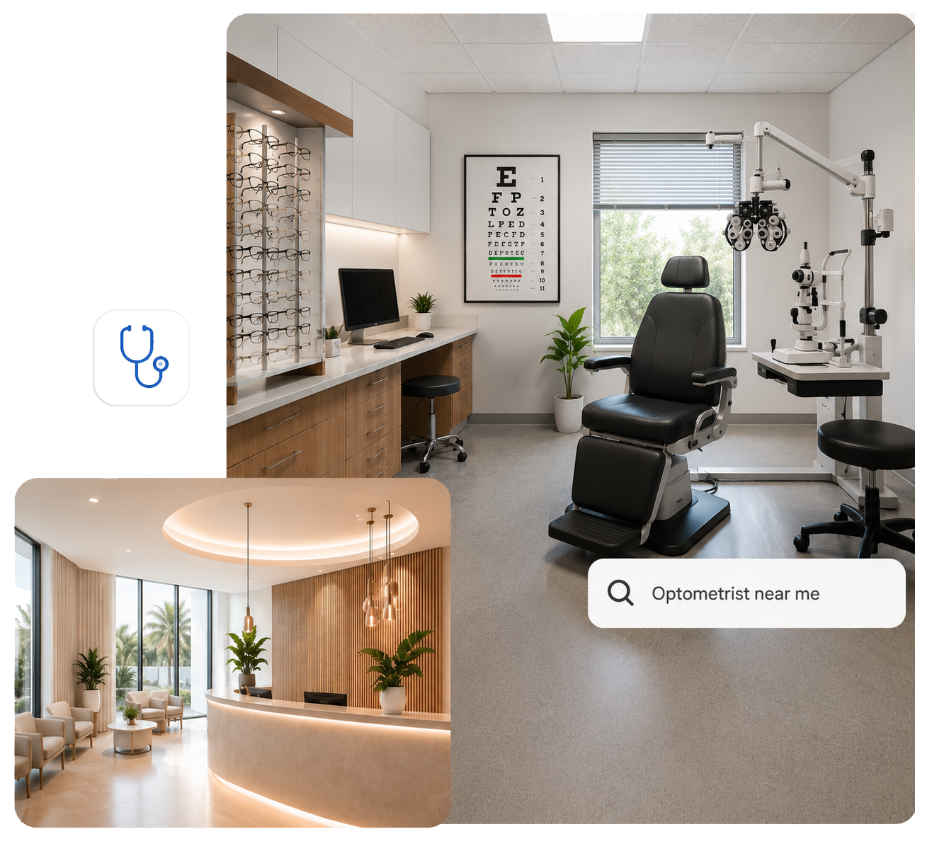 Modern optometry office and treatment room