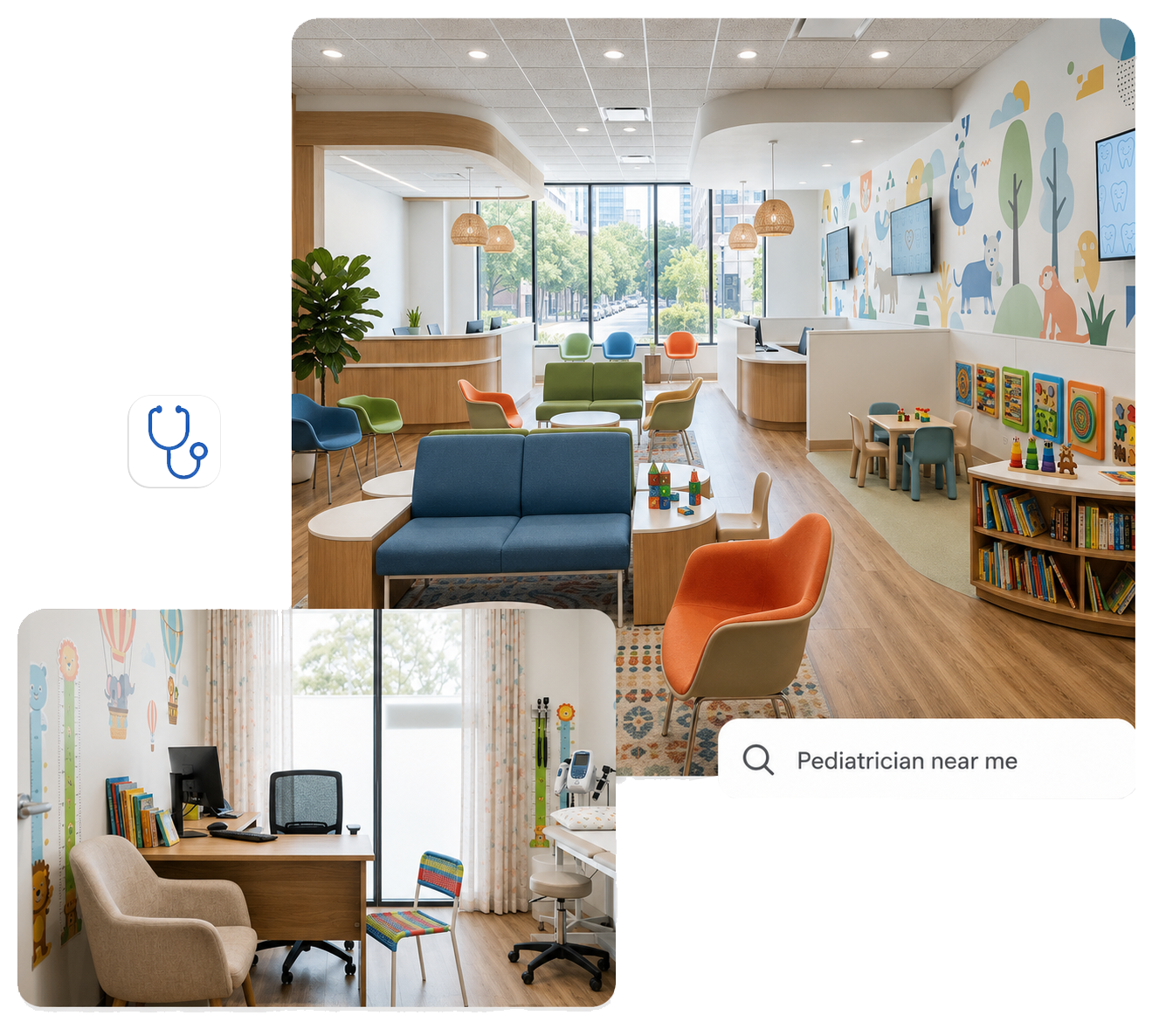 Modern pediatric medical office and treatment room