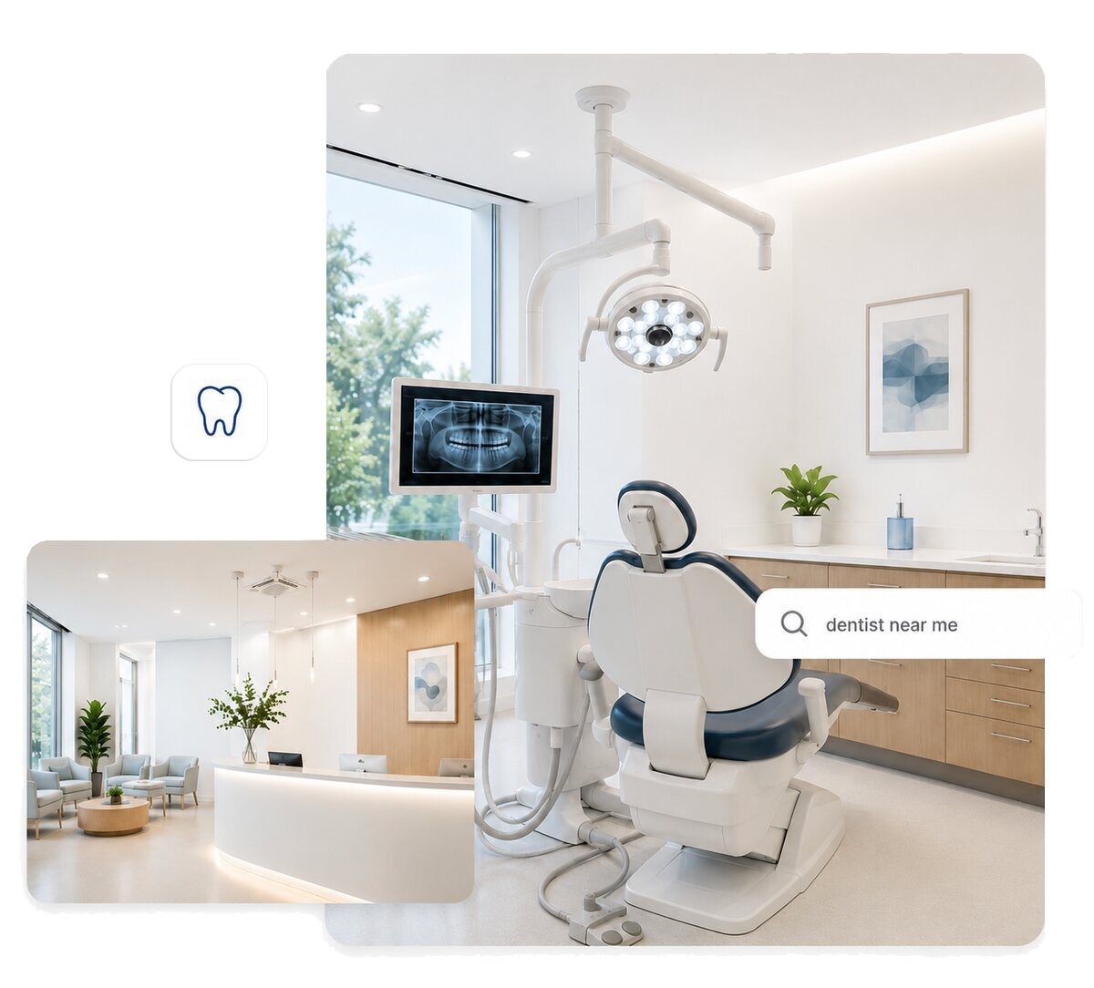 Modern dental office reception and treatment room