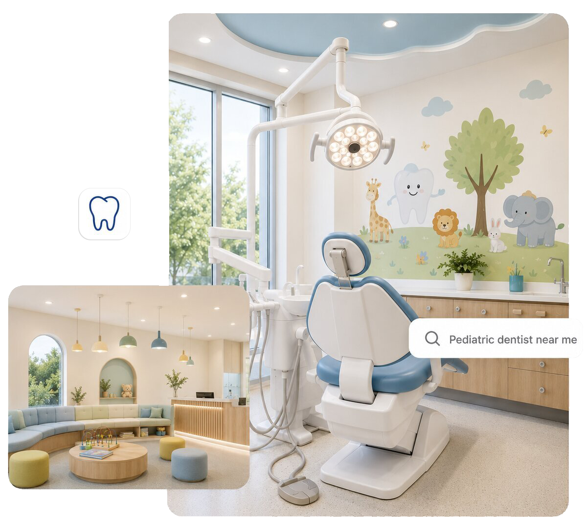 Modern pediatric dental office and treatment room